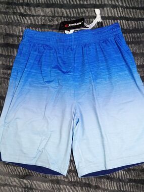 Ezrun Men's Athletic Shorts Blue Gradient Sz S